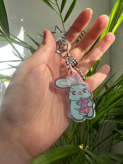 Hase mit Würfel Schlüsselanhänger