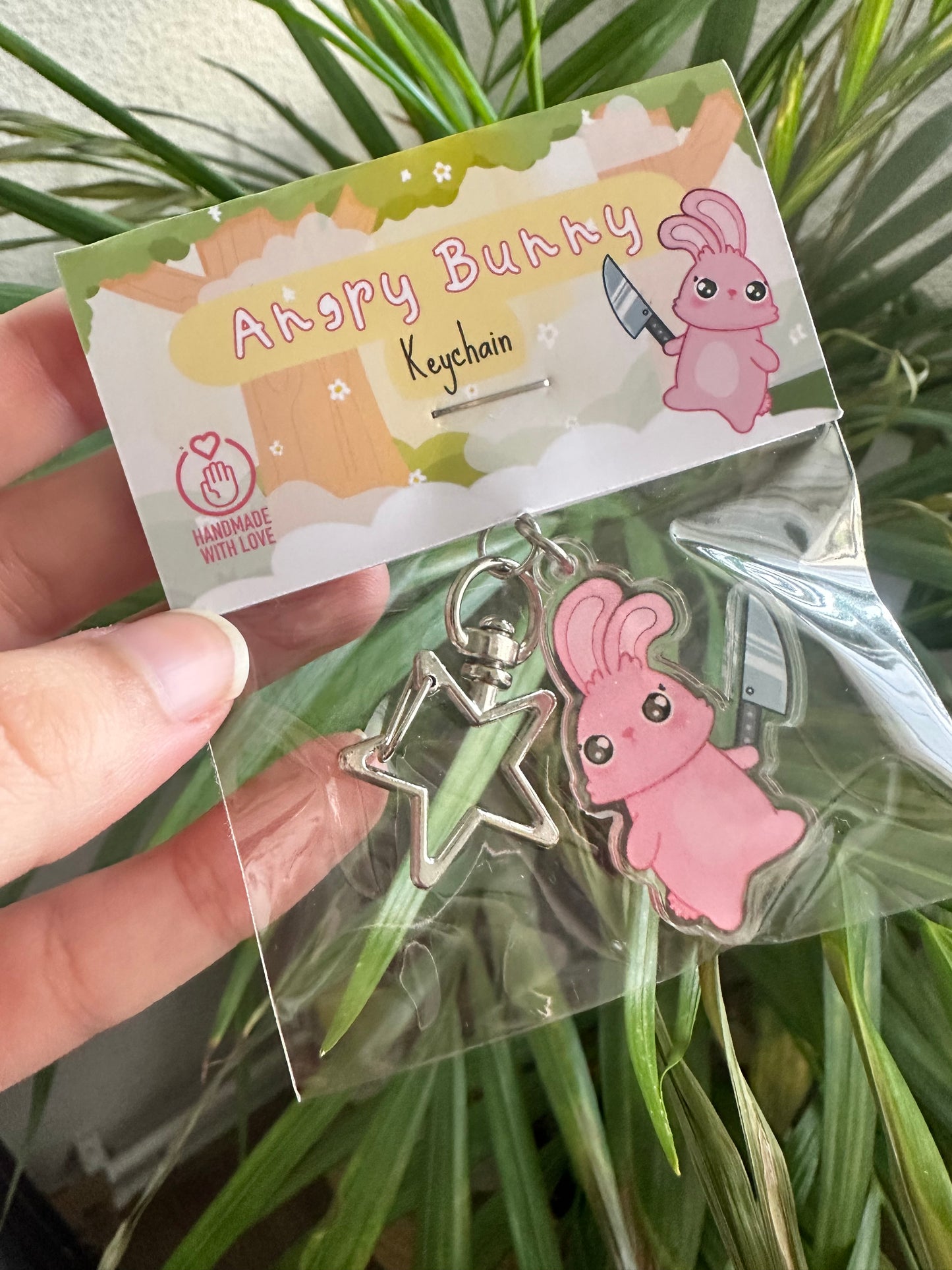 Bunny With Knife Keychain