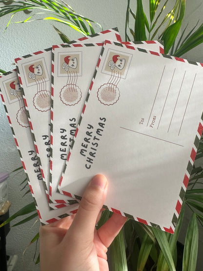 Paquet de 5 cartes postales de Noël à tête de lapin