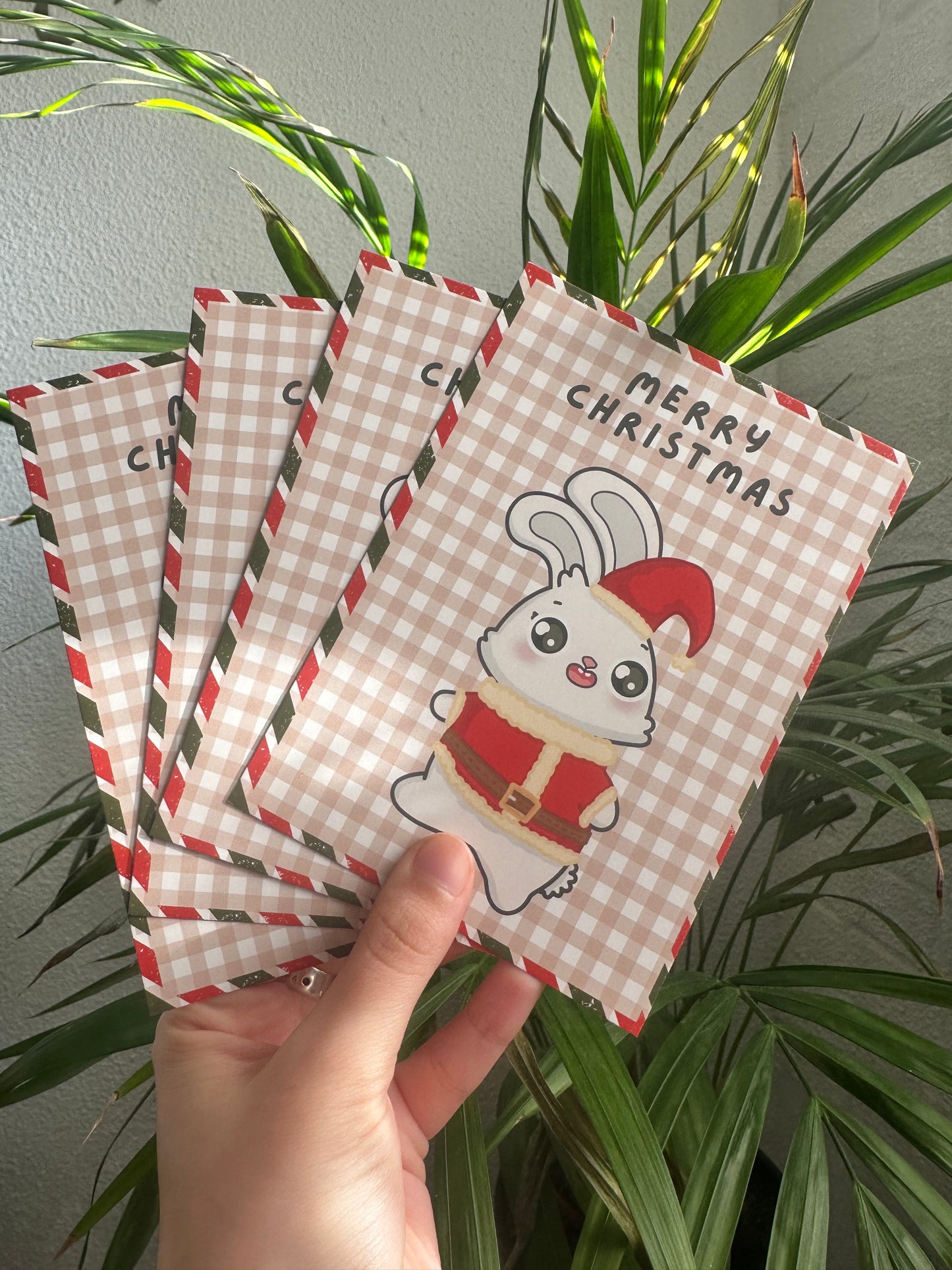 Lot de 5 cartes postales Lapin de Noël