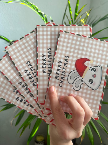 Paquet de 5 cartes postales de Noël à tête de lapin