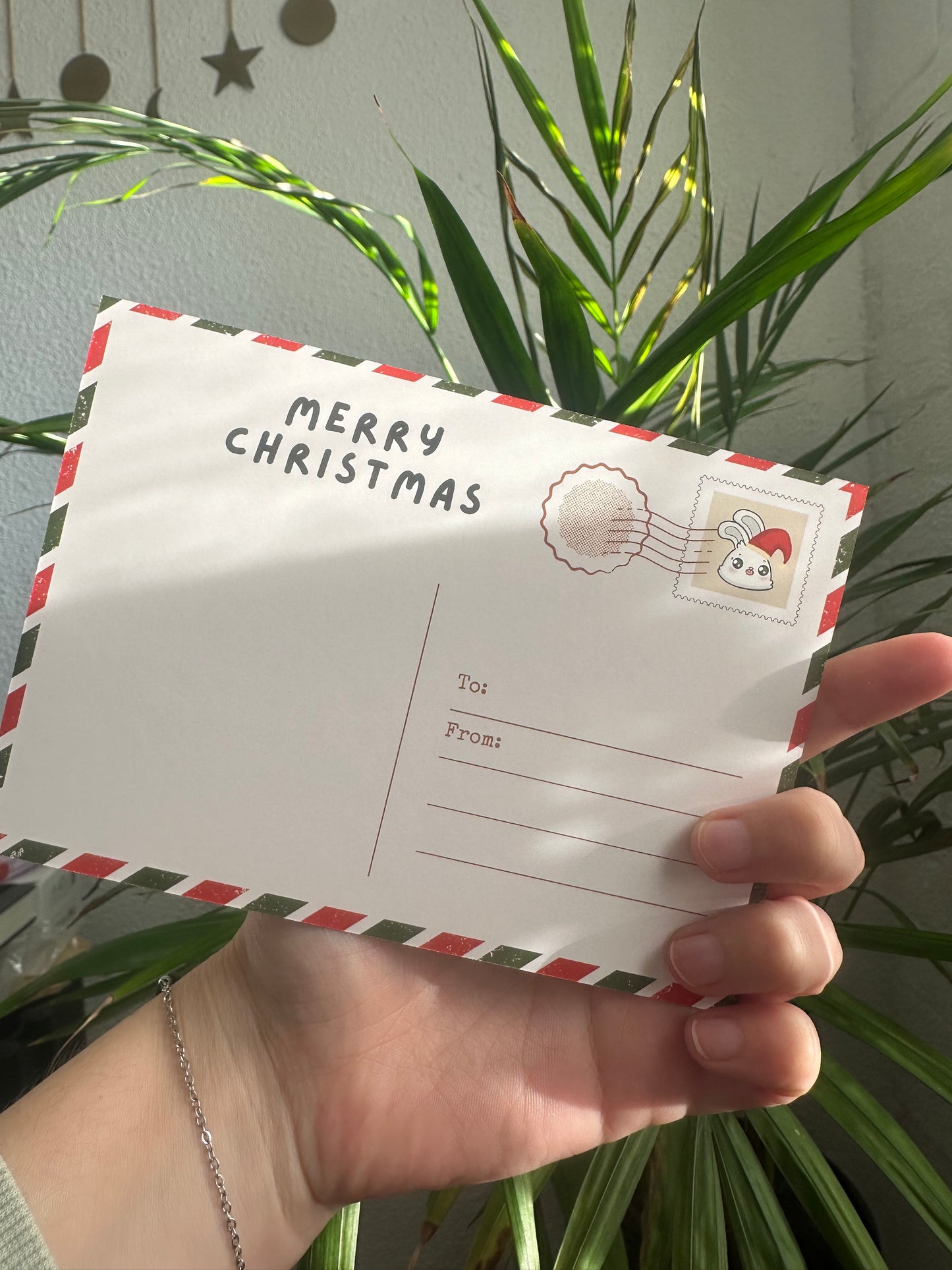 Lot de 5 cartes postales Lapin de Noël