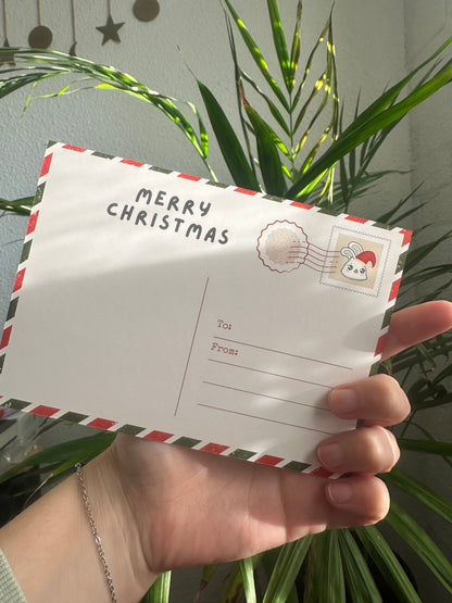 Lot de 5 cartes postales Lapin de Noël