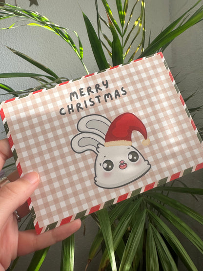 Paquet de 5 cartes postales de Noël à tête de lapin