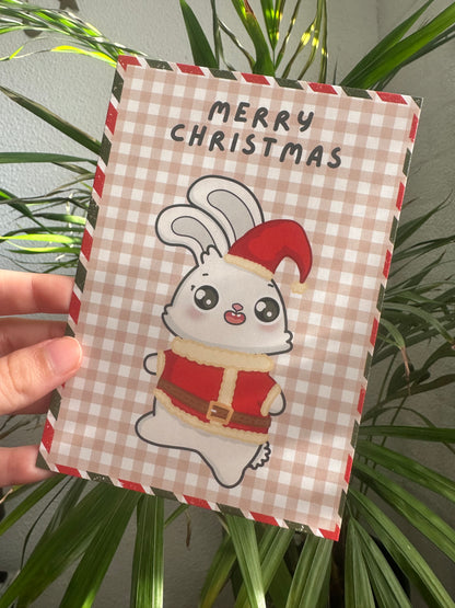 Lot de 5 cartes postales Lapin de Noël